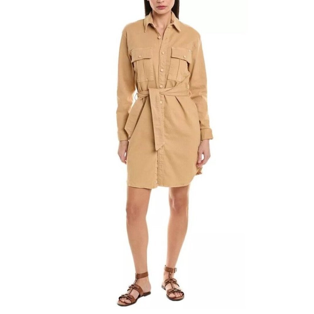 Mother Denim Dress Sz S Cadet Mini Shirt Sand Beige Classic Minimalist Preppy